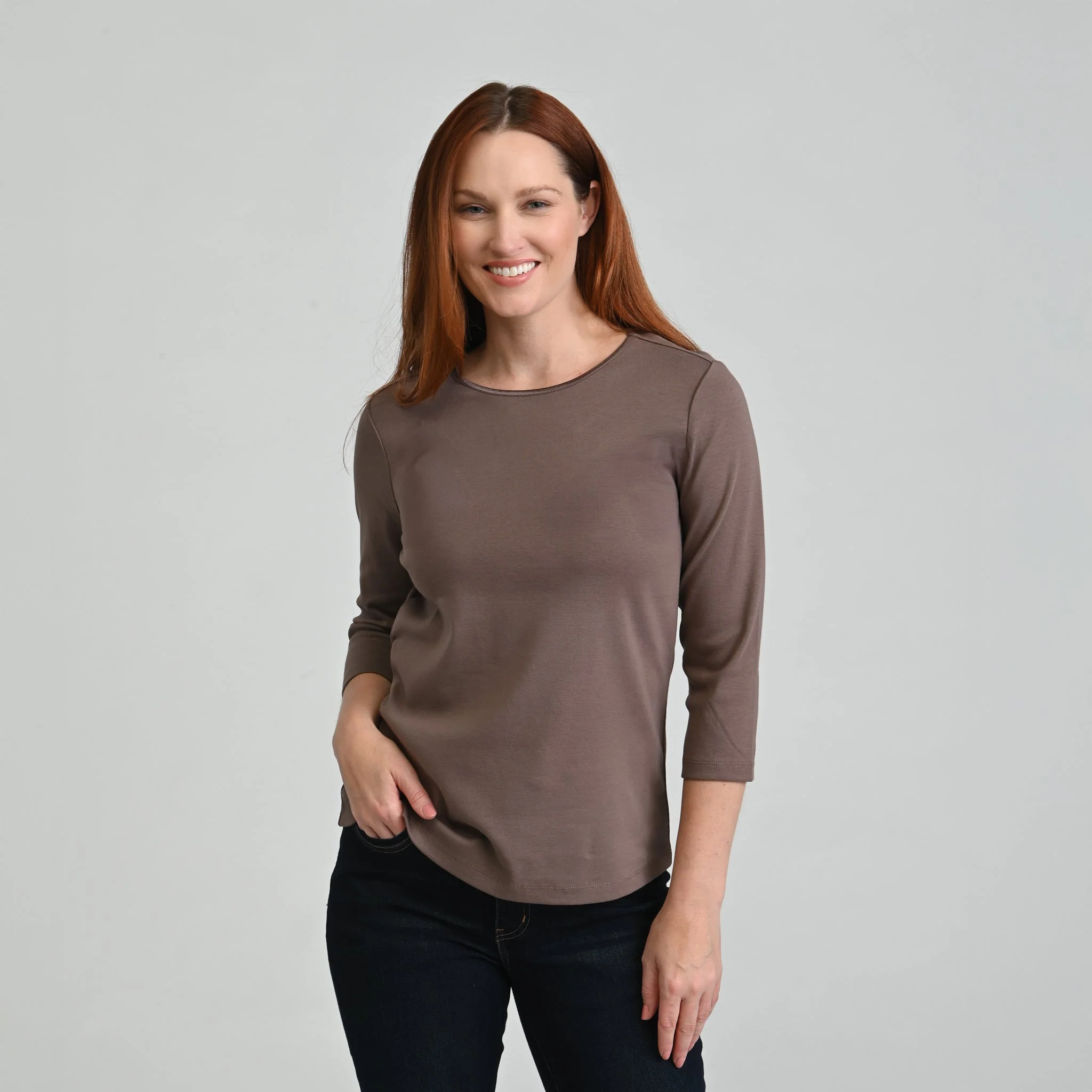 3/4 Sleeve Satin Trim Missy Perfect Tee - Image 13