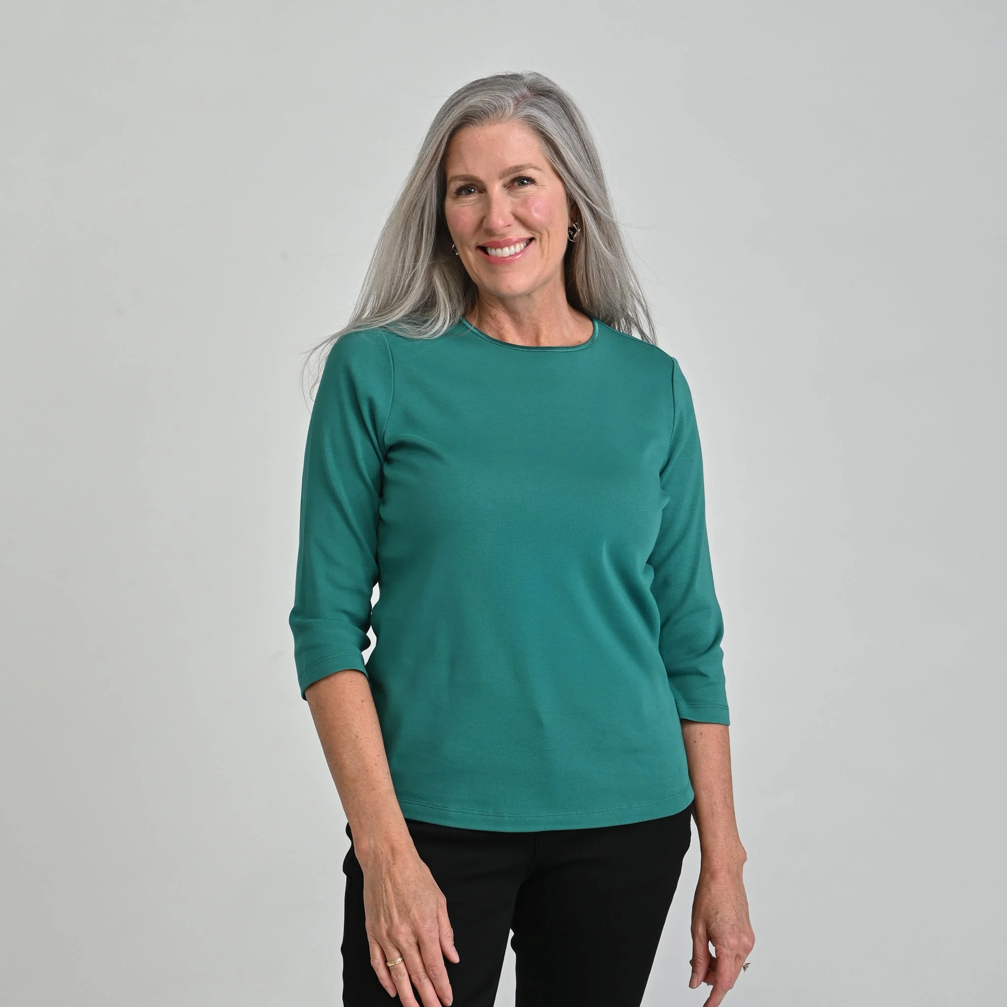 3/4 Sleeve Satin Trim Missy Perfect Tee - Image 17