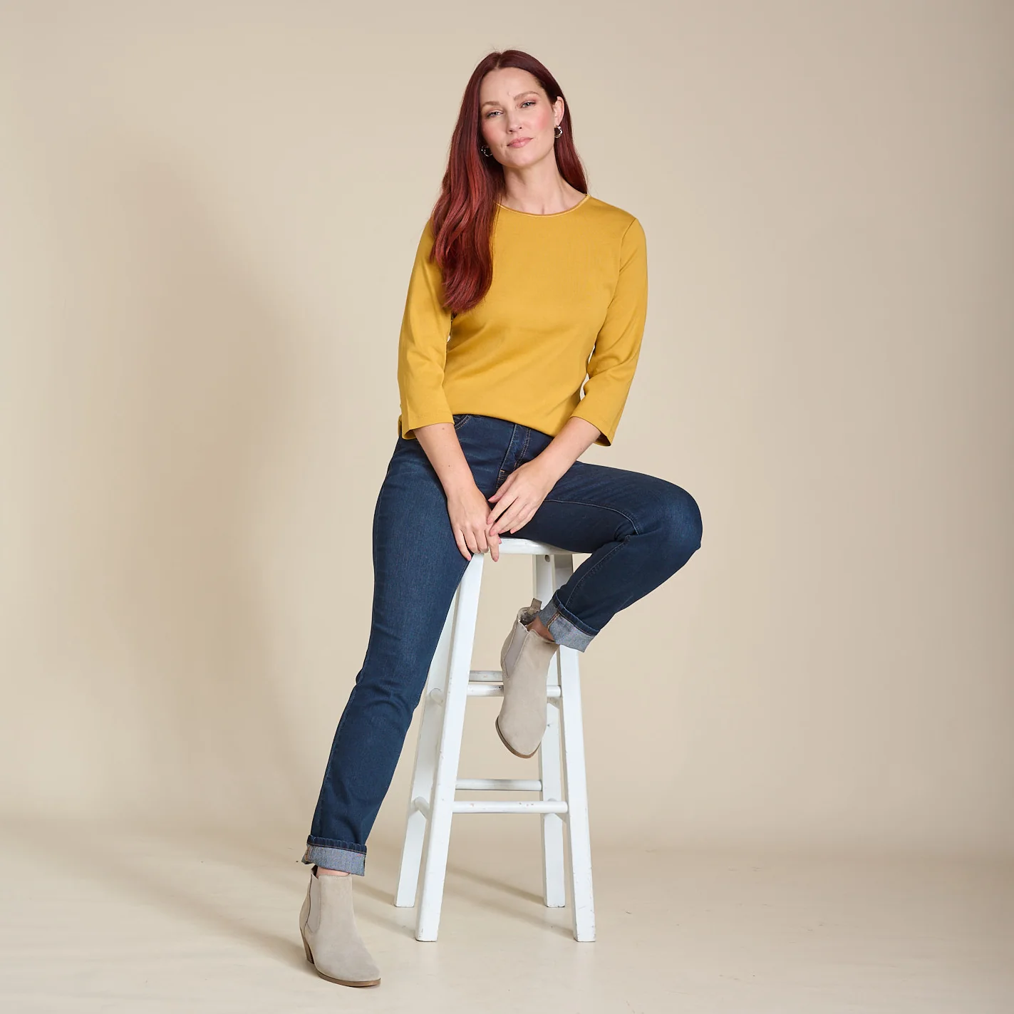 3/4 Sleeve Satin Trim Missy Perfect Tee - Image 3