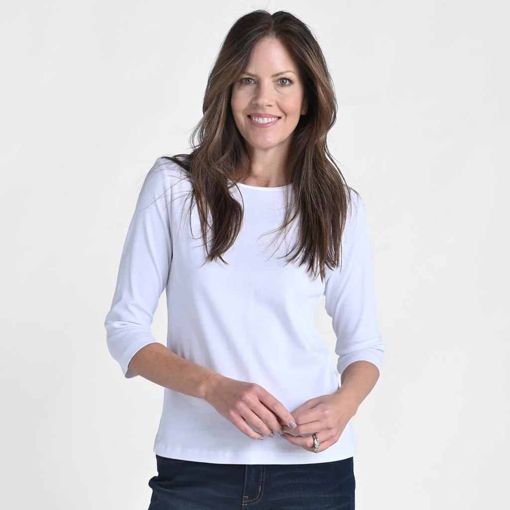 3/4 Sleeve Satin Trim Missy Perfect Tee - Image 5