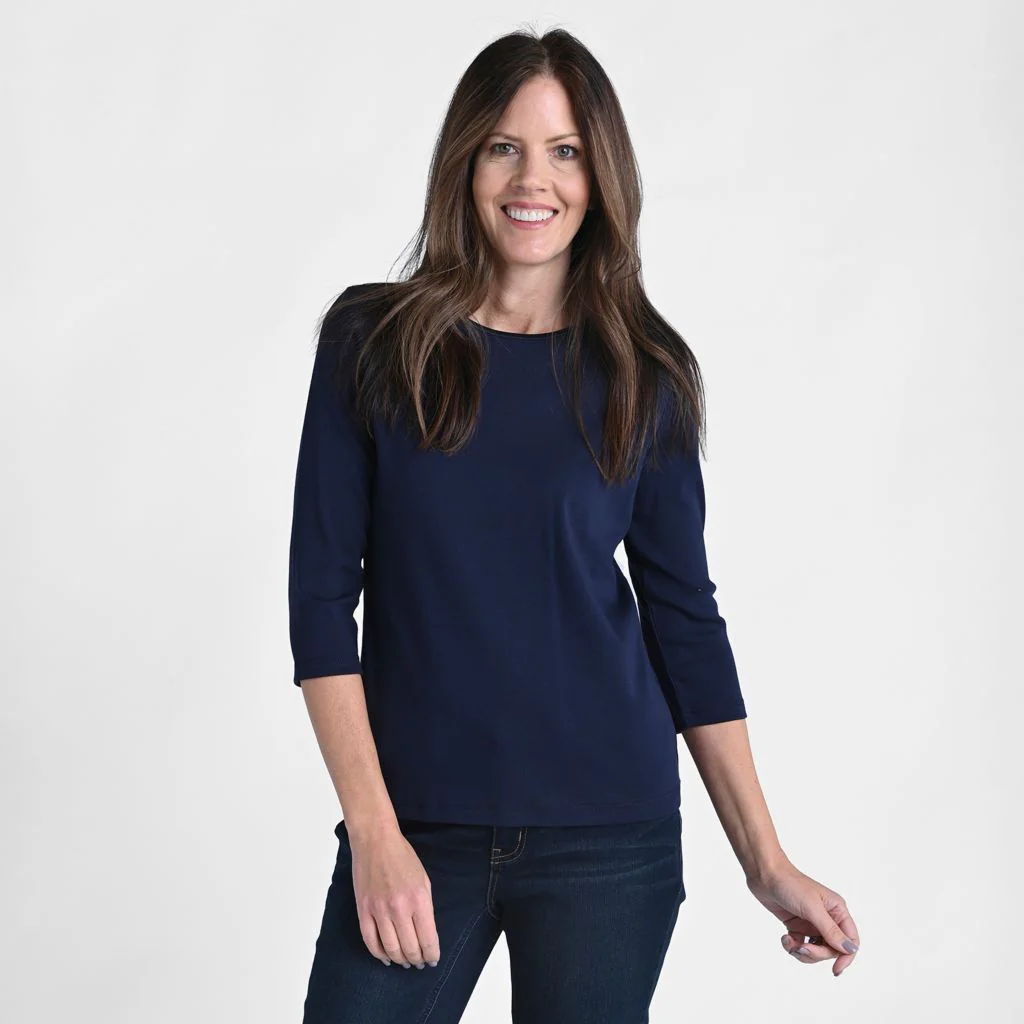 3/4 Sleeve Satin Trim Missy Perfect Tee - Image 6