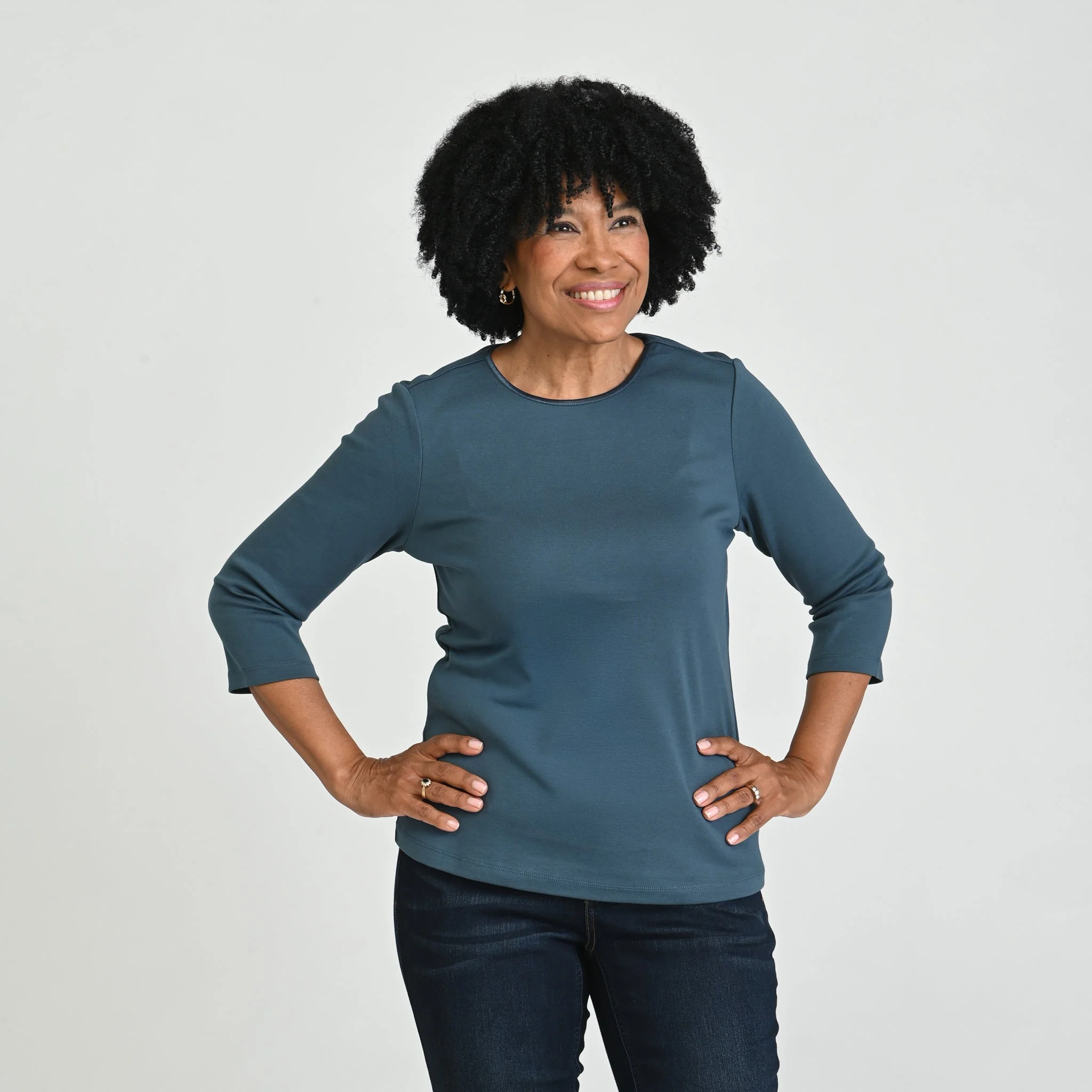 3/4 Sleeve Satin Trim Missy Perfect Tee - Image 8