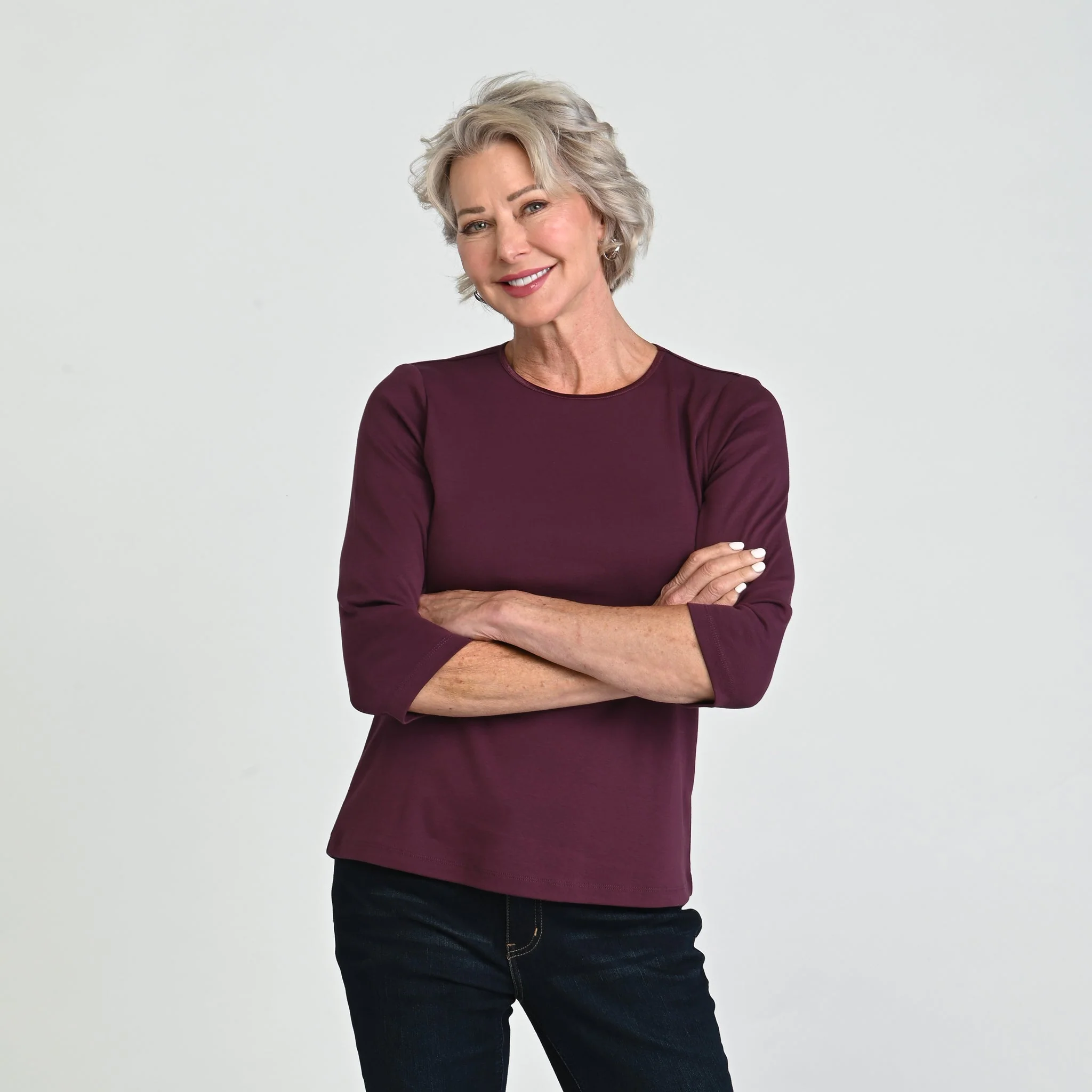 3/4 Sleeve Satin Trim Missy Perfect Tee - Image 9
