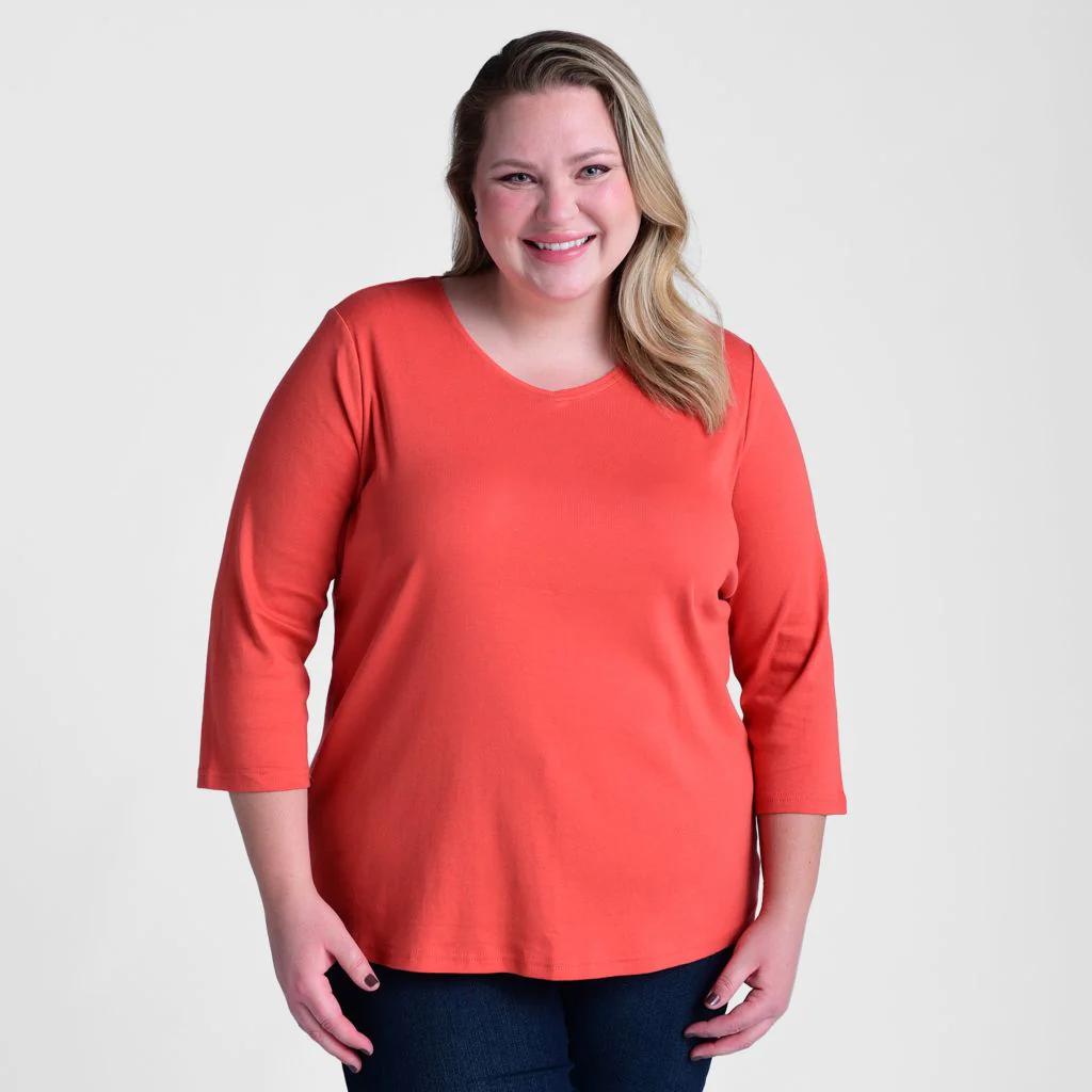 3/4 Sleeve V Neck Missy Perfect Tee - Image 10