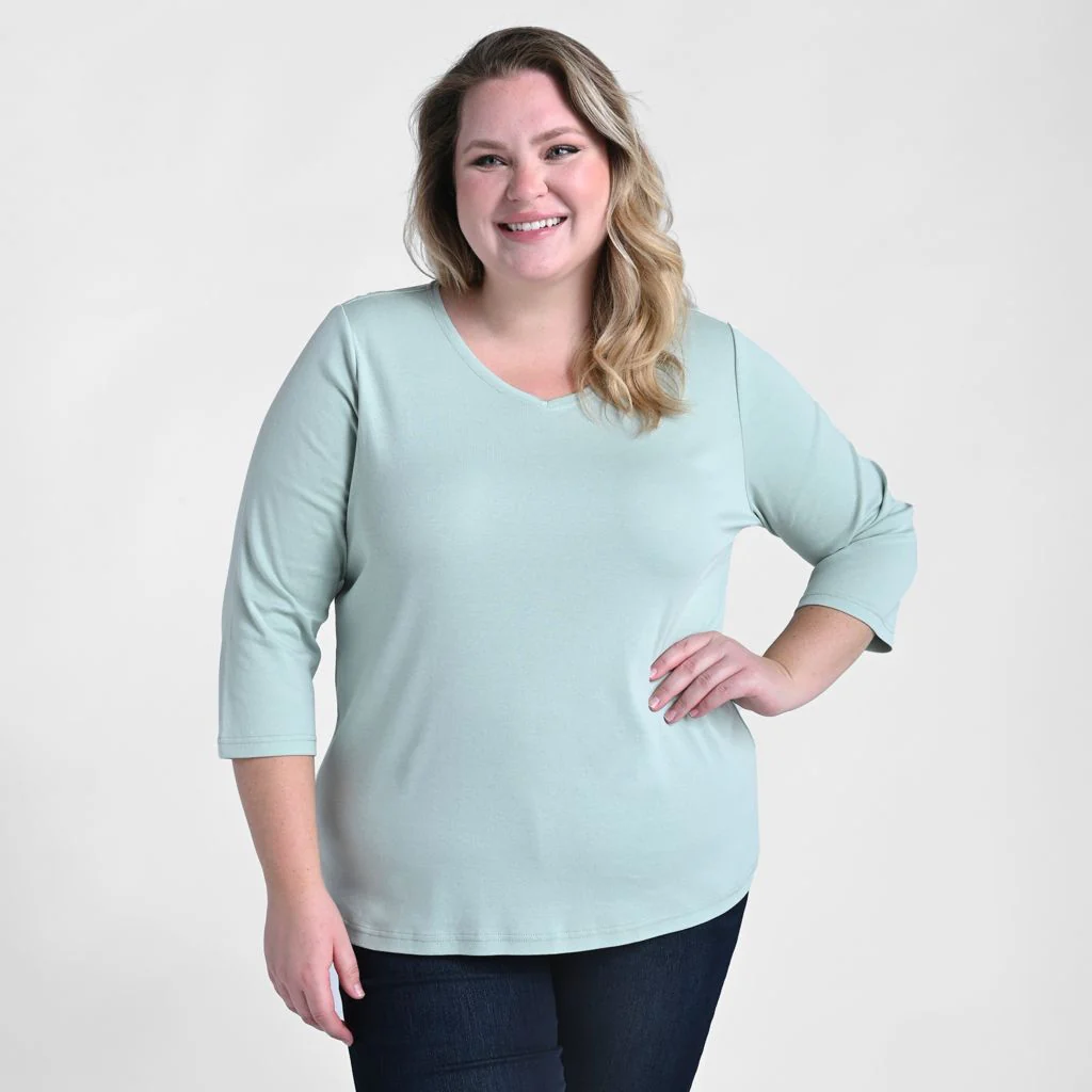 3/4 Sleeve V Neck Missy Perfect Tee - Image 12