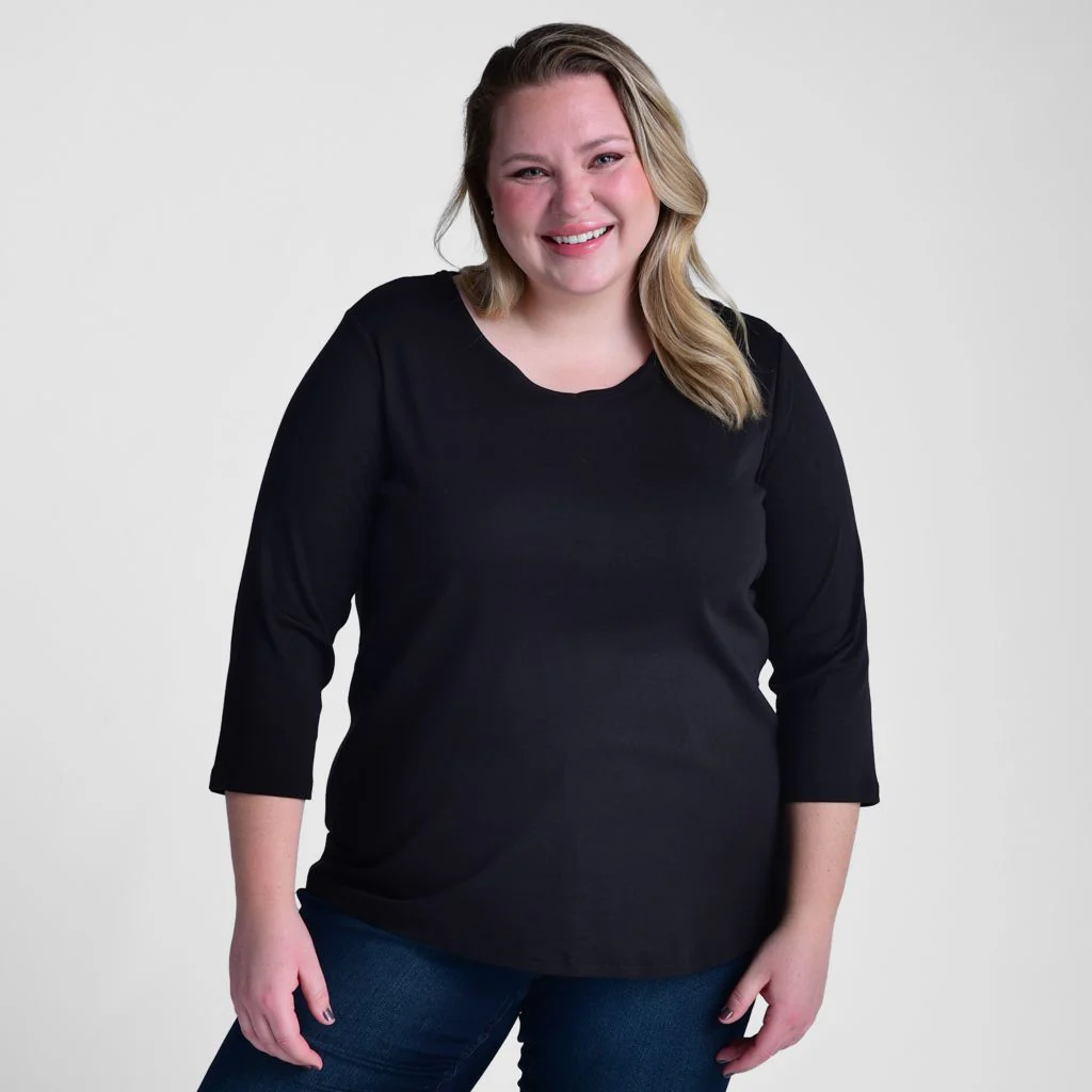 3/4 Sleeve V Neck Missy Perfect Tee - Image 13