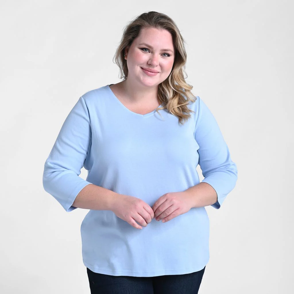 3/4 Sleeve V Neck Missy Perfect Tee - Image 14
