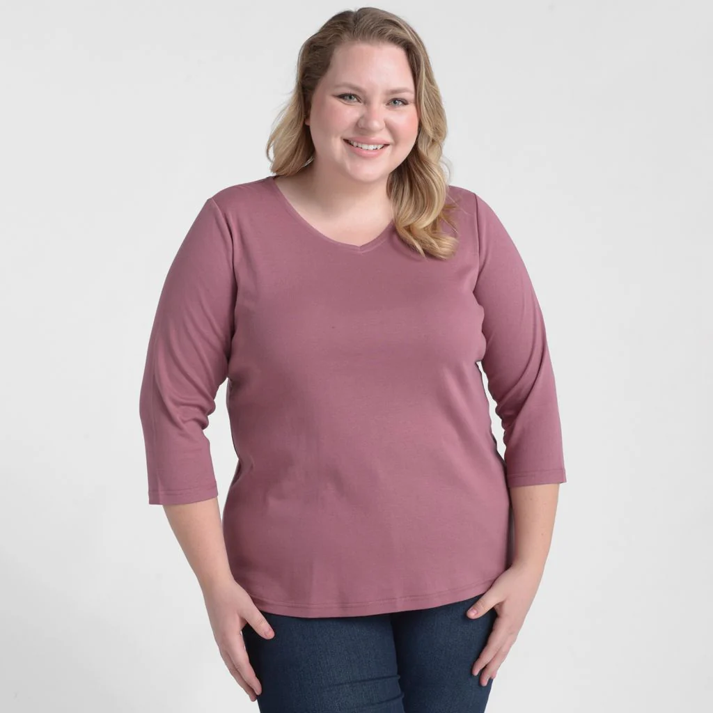 3/4 Sleeve V Neck Missy Perfect Tee - Image 16