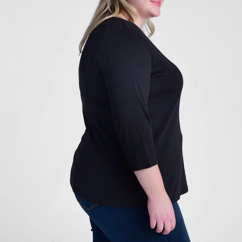3/4 Sleeve V Neck Missy Perfect Tee - Image 18