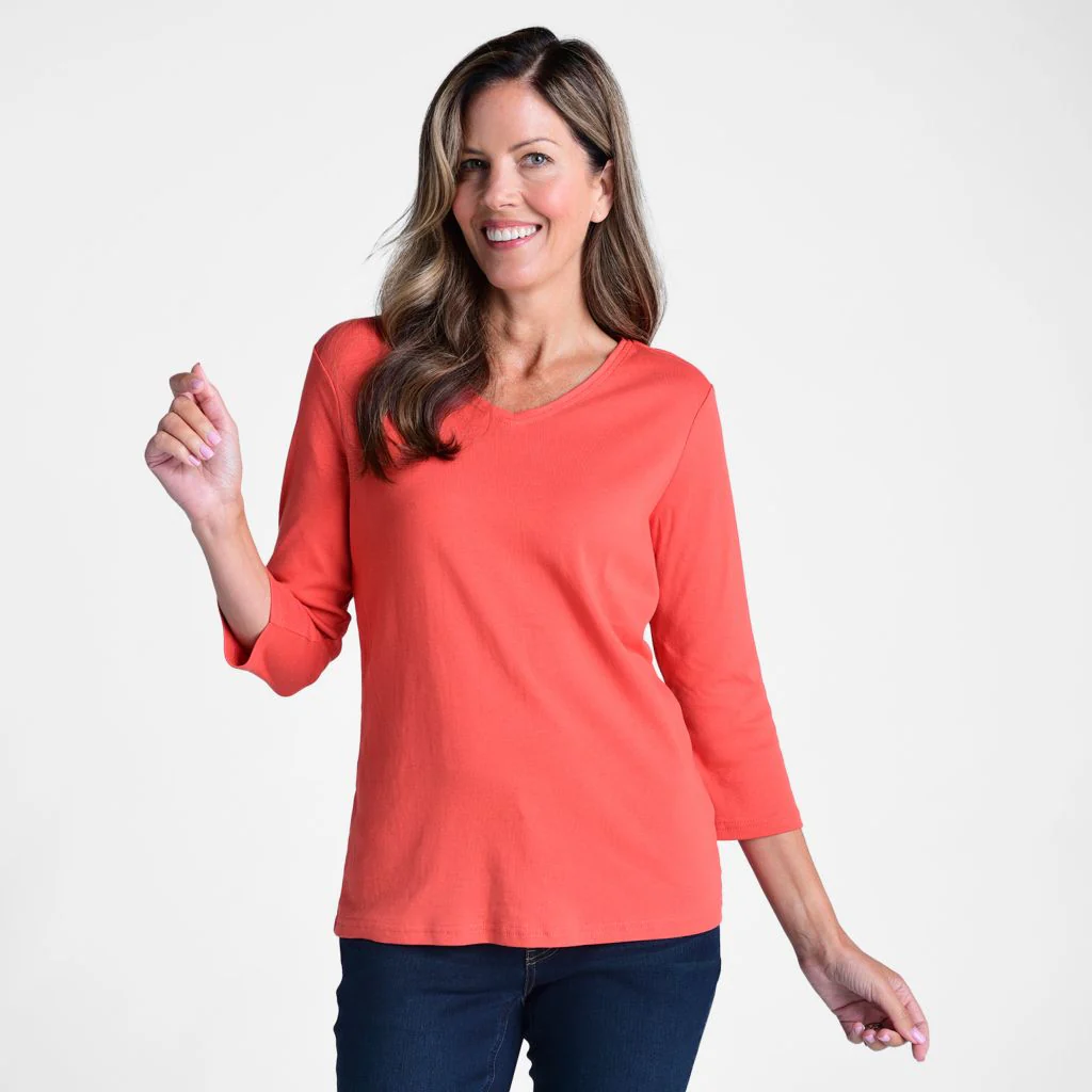 3/4 Sleeve V Neck Missy Perfect Tee - Image 3