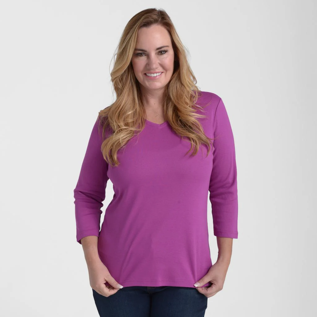 3/4 Sleeve V Neck Missy Perfect Tee - Image 6