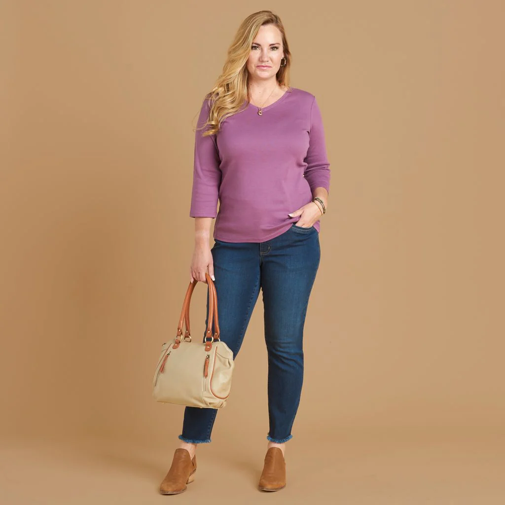3/4 Sleeve V Neck Missy Perfect Tee - Image 8