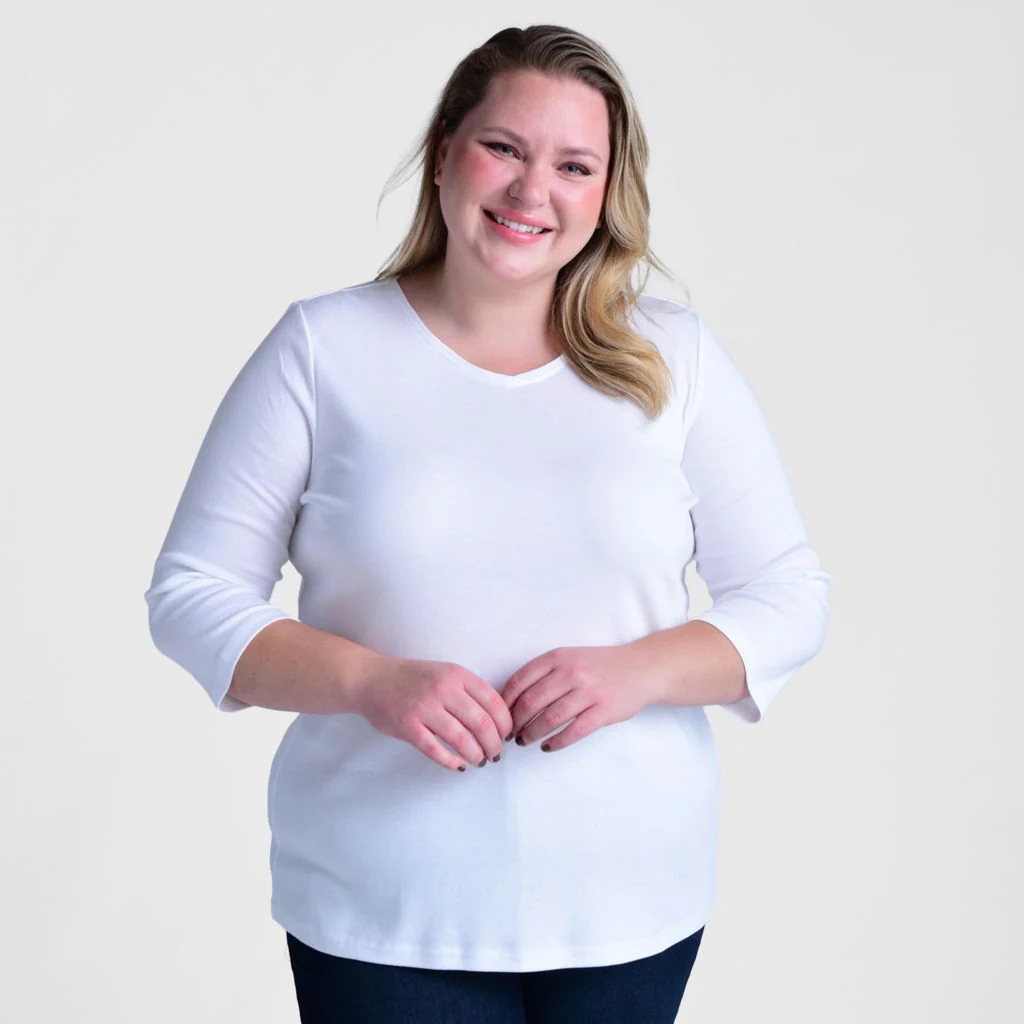 3/4 Sleeve V Neck Missy Perfect Tee - Image 9