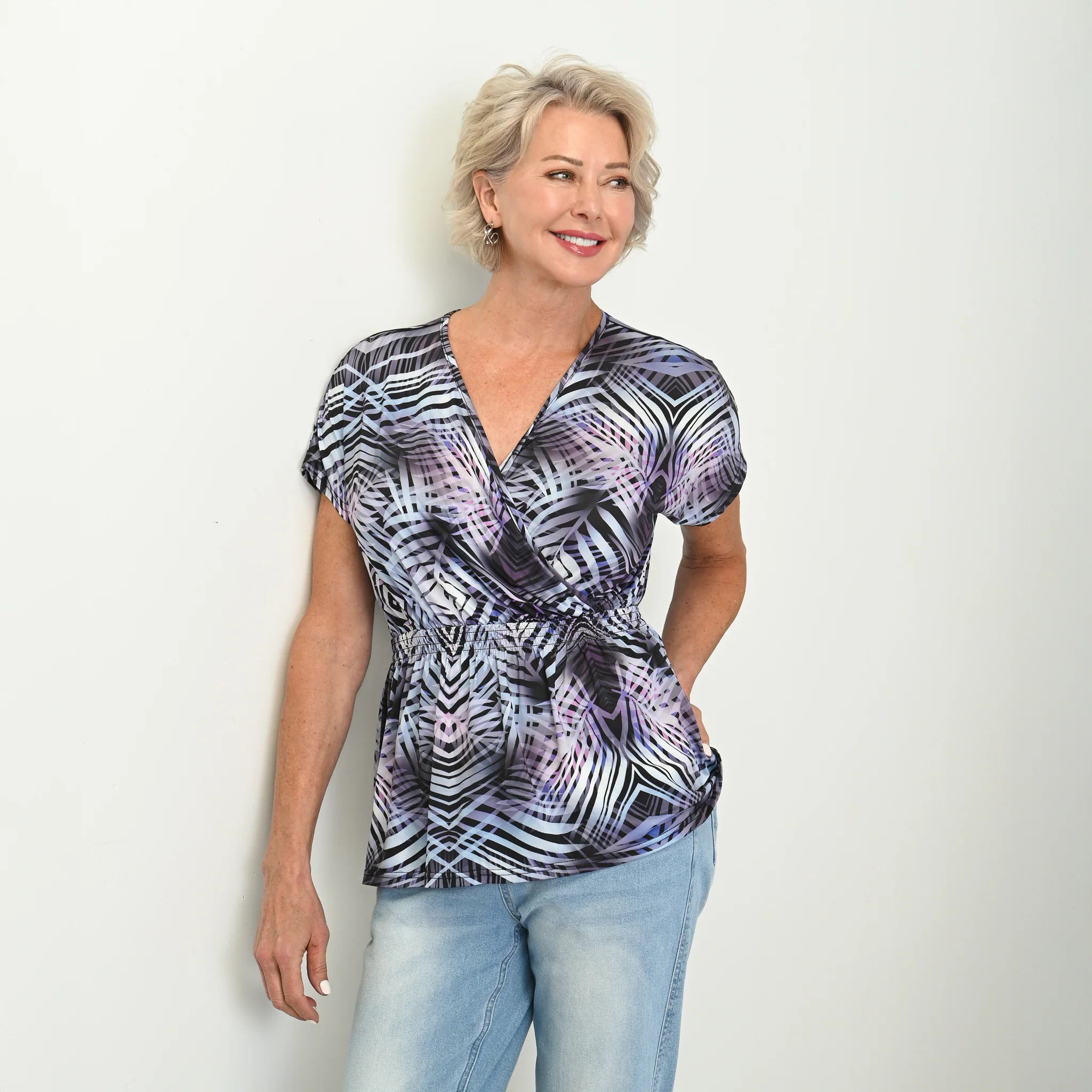 Abstract Printed Surplice Top - Image 2