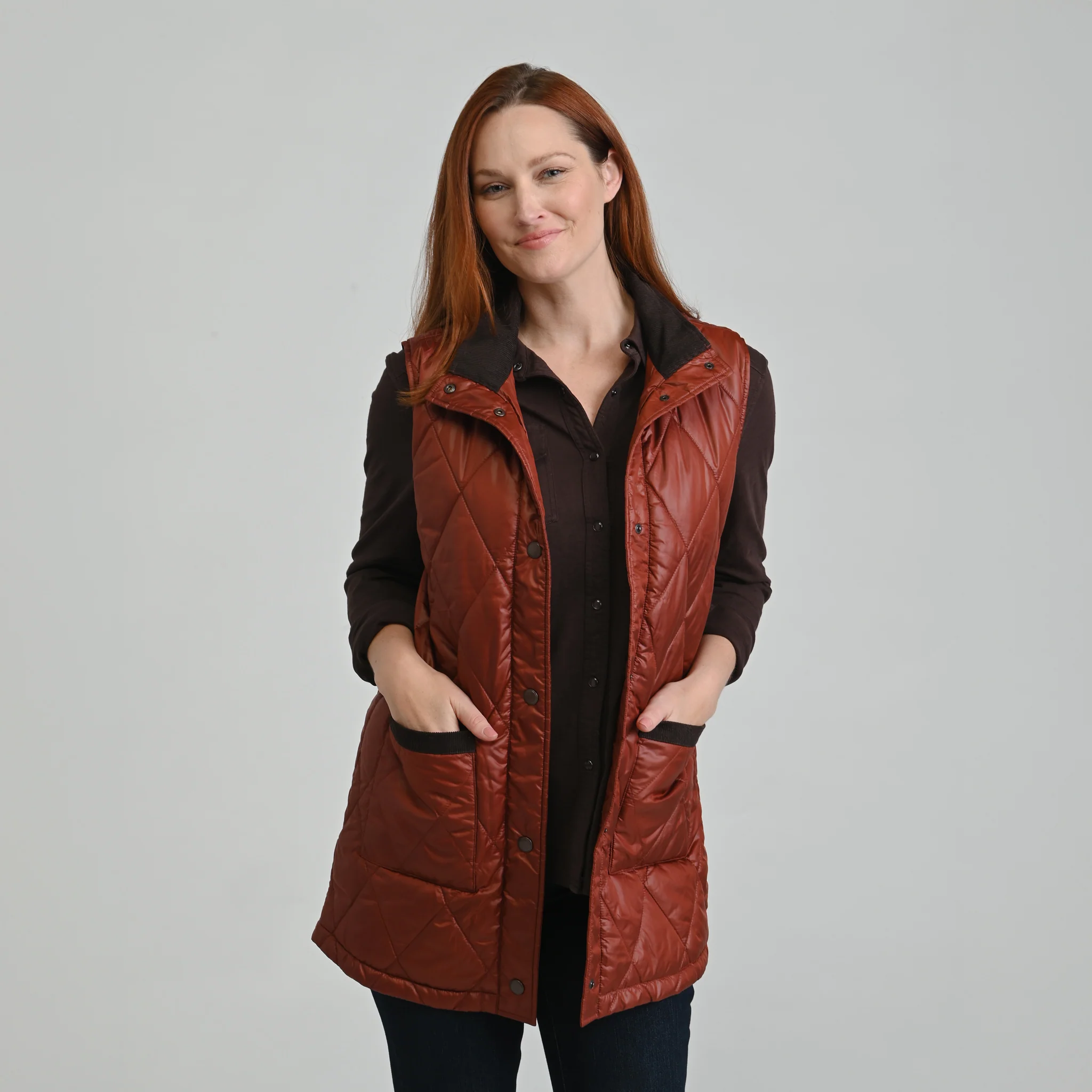 Corduroy Collared Quilted Vest - Image 3