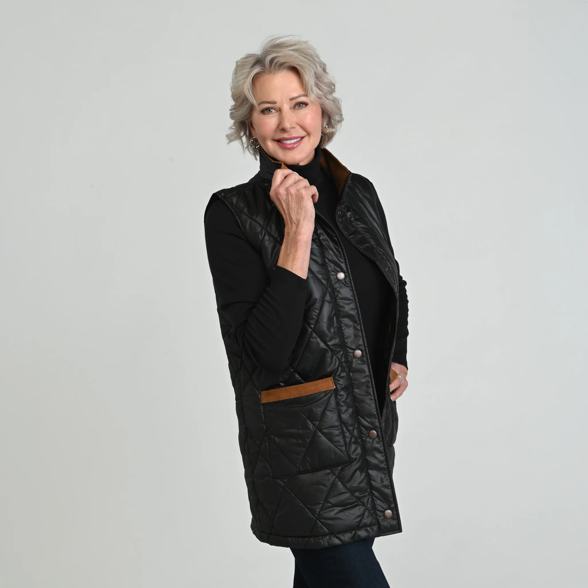 Corduroy Collared Quilted Vest - Image 5