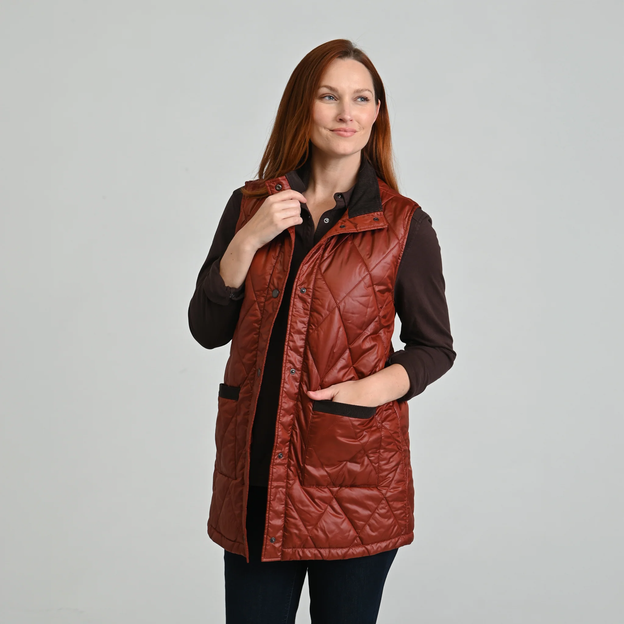 Corduroy Collared Quilted Vest - Image 6