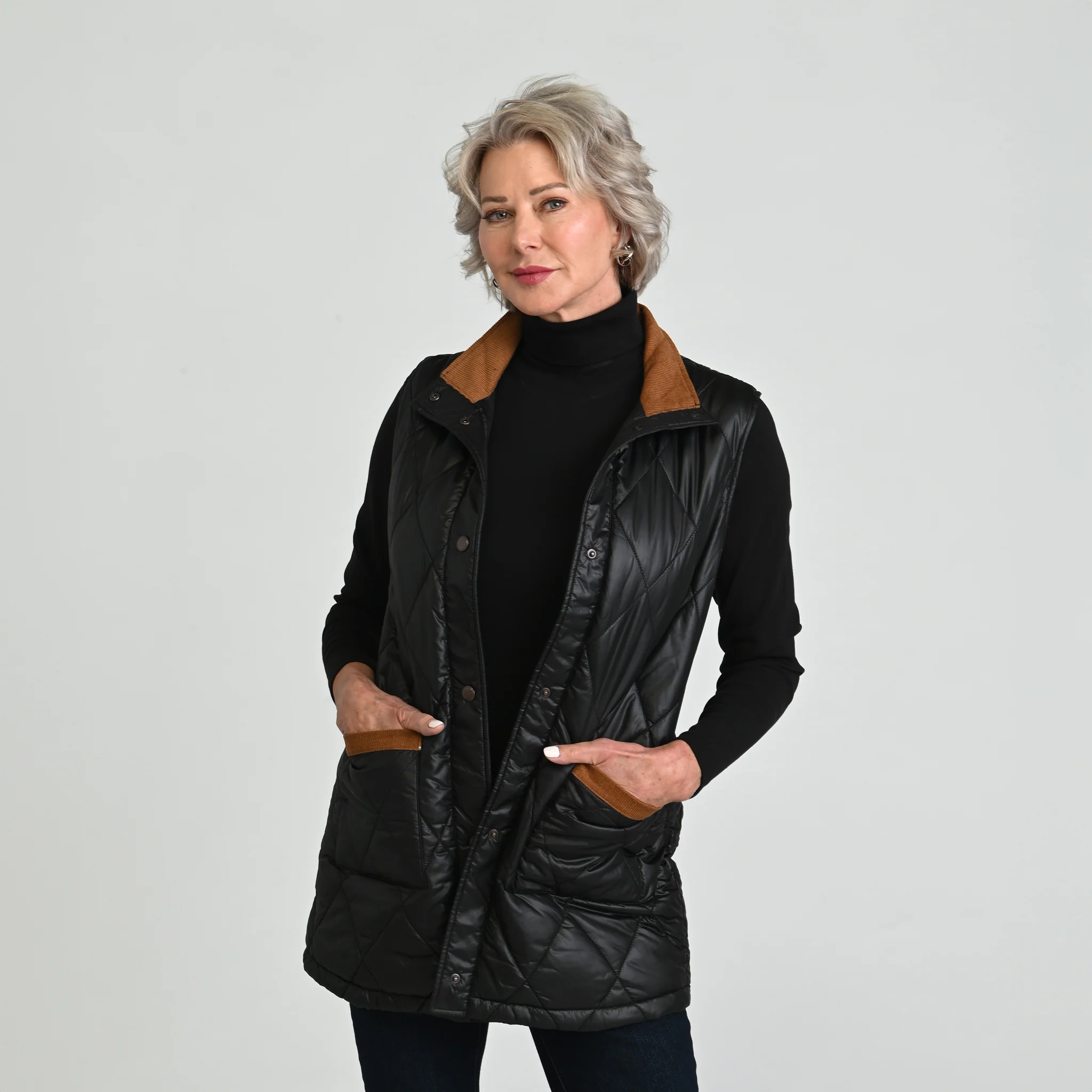 Corduroy Collared Quilted Vest - Image 7