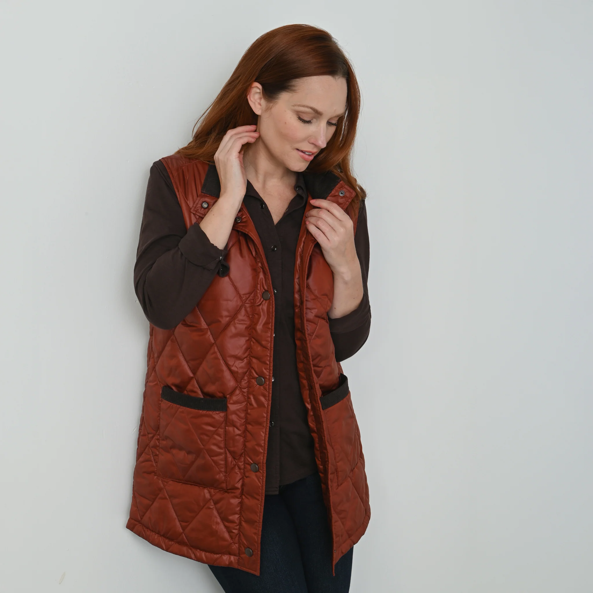 Corduroy Collared Quilted Vest - Image 8