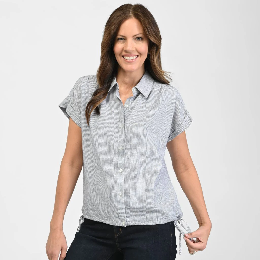 Drawstring Waist Short Sleeve Shirt - Image 3