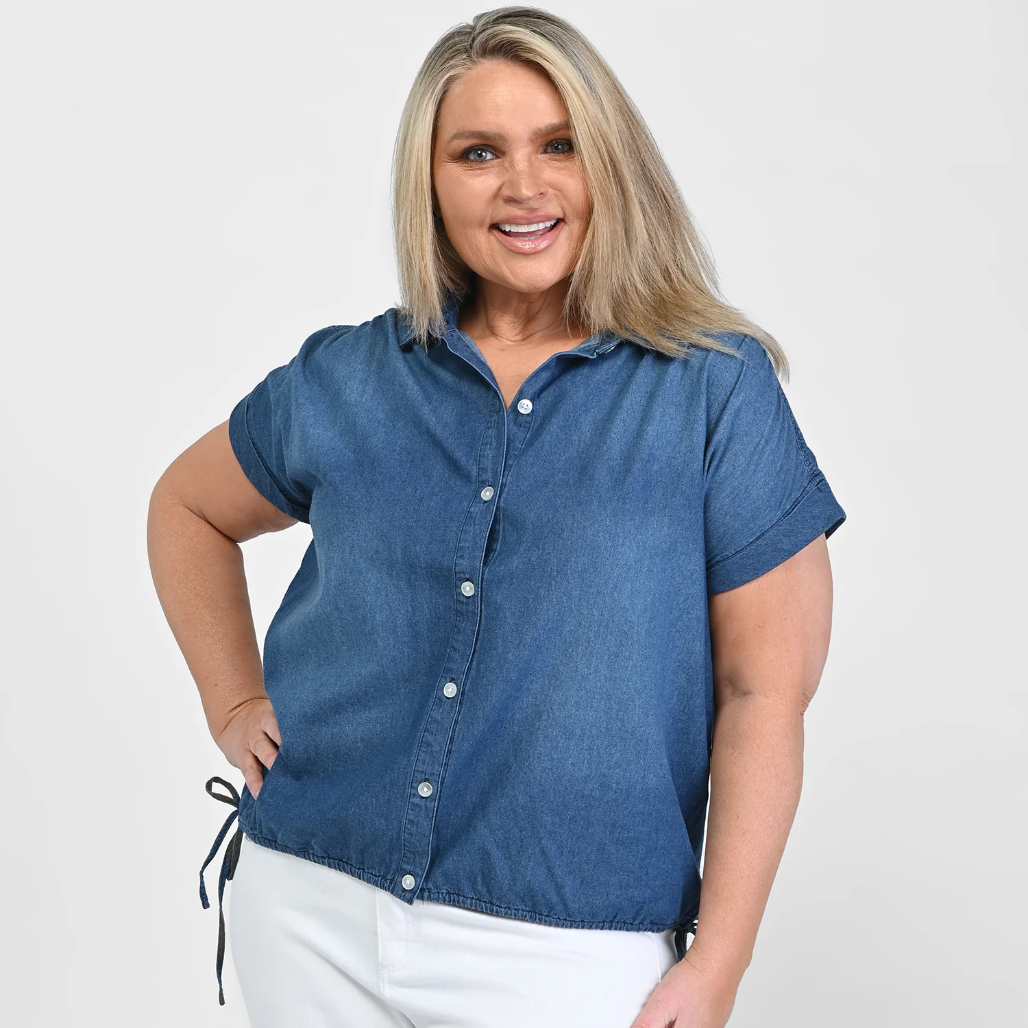 Drawstring Waist Short Sleeve Shirt - Image 7