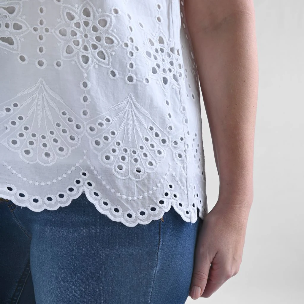 Eyelet Tie Neck Sleeveless Blouse - Image 4
