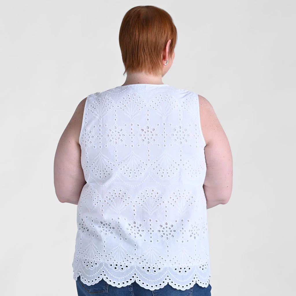 Eyelet Tie Neck Sleeveless Blouse - Image 6