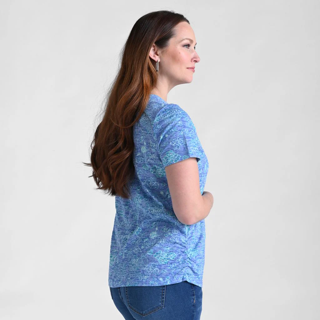 Floral Print Side Cinched Short Sleeve Tee - Image 3