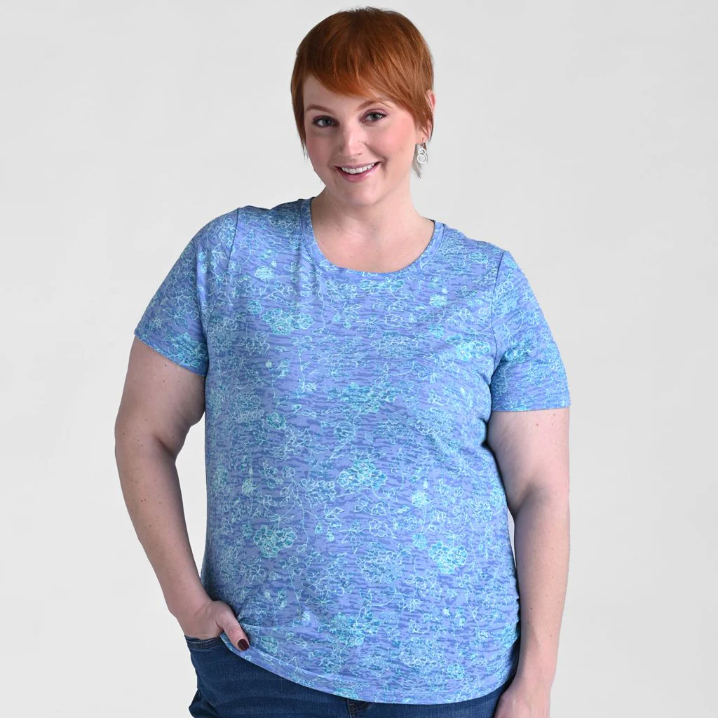 Floral Print Side Cinched Short Sleeve Tee - Image 5