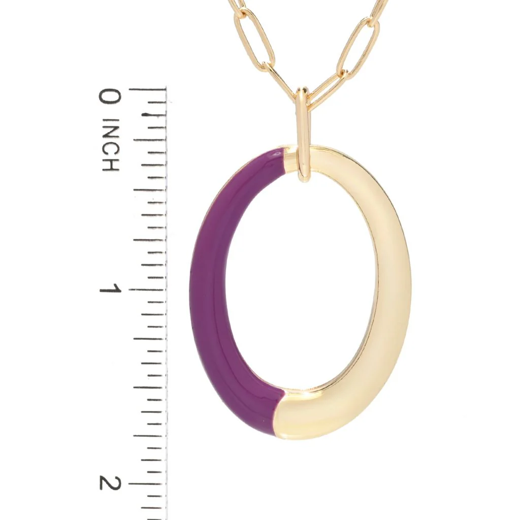 Half Colored Oval Necklace - Image 4