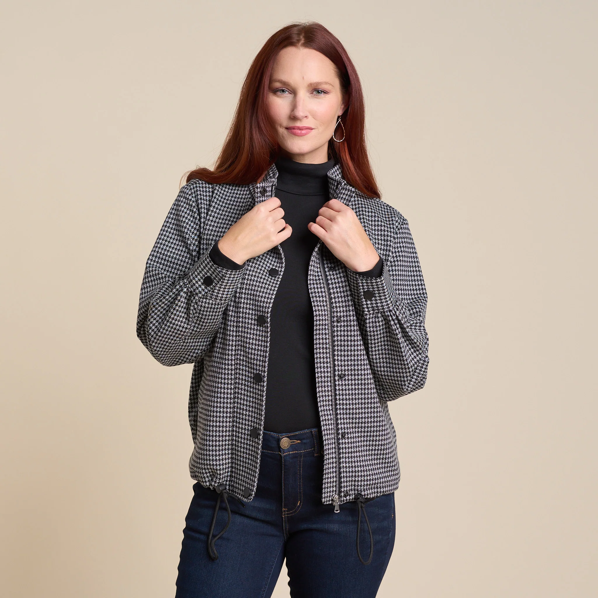 Houndstooth Printed Jacket - Image 5