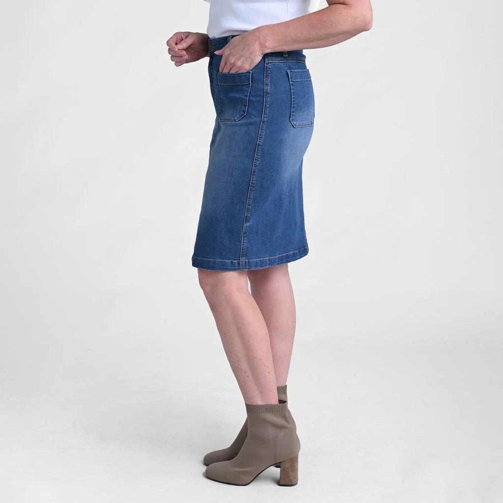 Knee Length A-Line Denim Skirt - Image 4