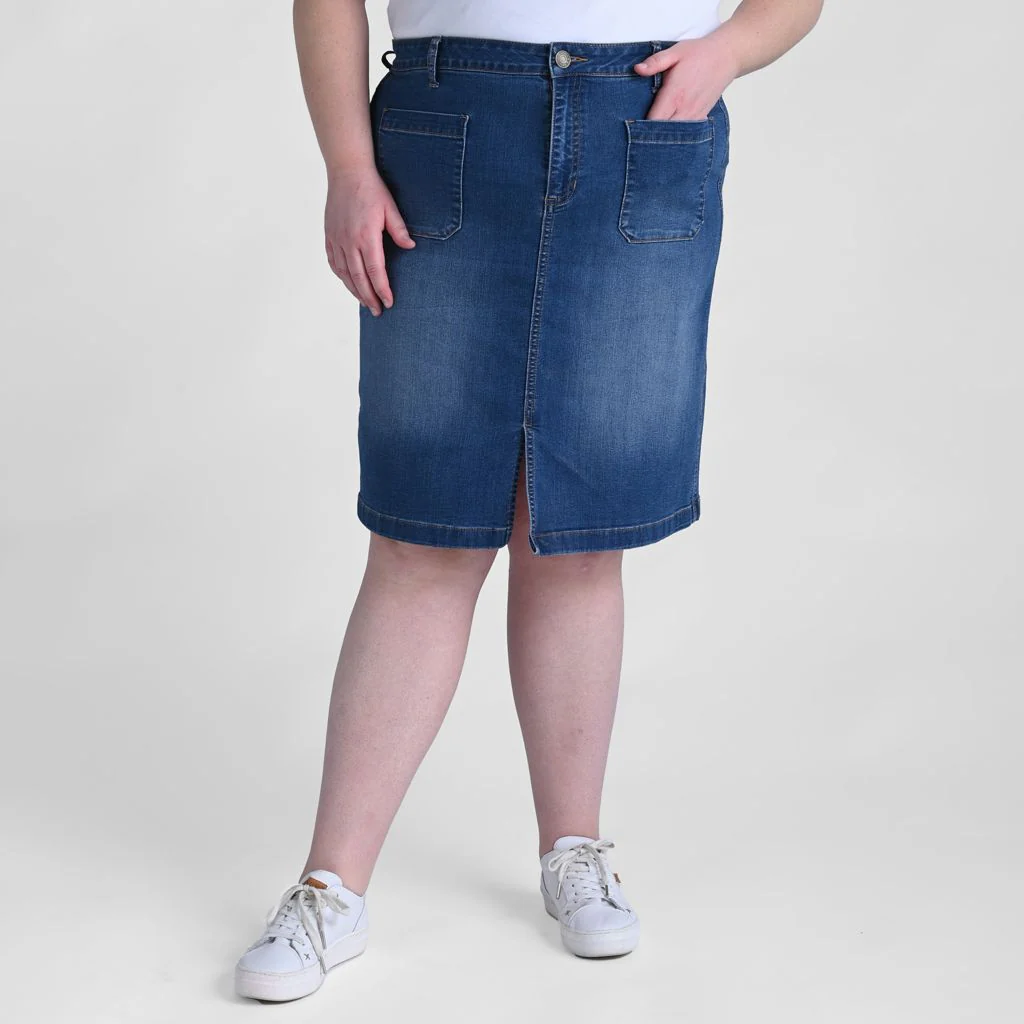Knee Length A-Line Denim Skirt - Image 6