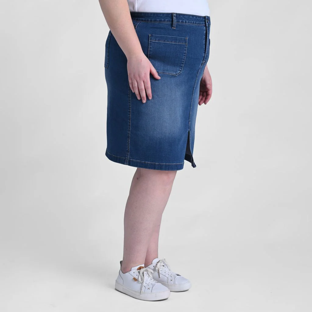 Knee Length A-Line Denim Skirt - Image 8