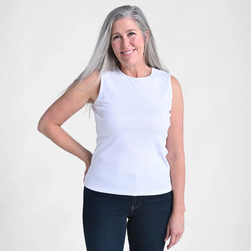 Missy Sleeveless Crew Neck Satin Trim Perfect Tank - Image 3