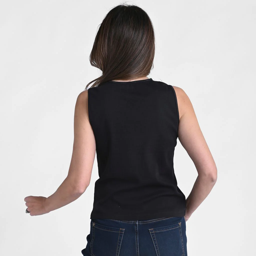Missy Sleeveless Crew Neck Satin Trim Perfect Tank - Image 4