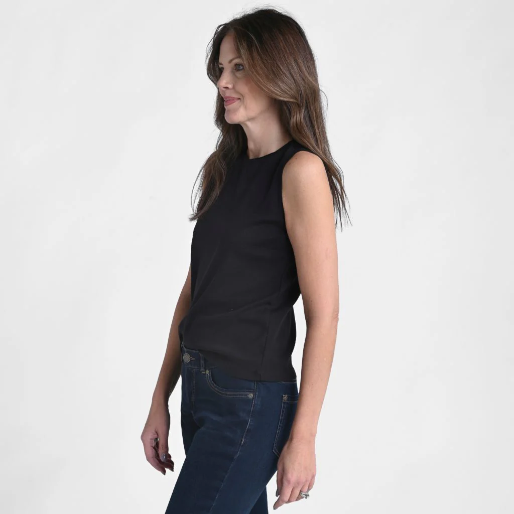 Missy Sleeveless Crew Neck Satin Trim Perfect Tank - Image 5