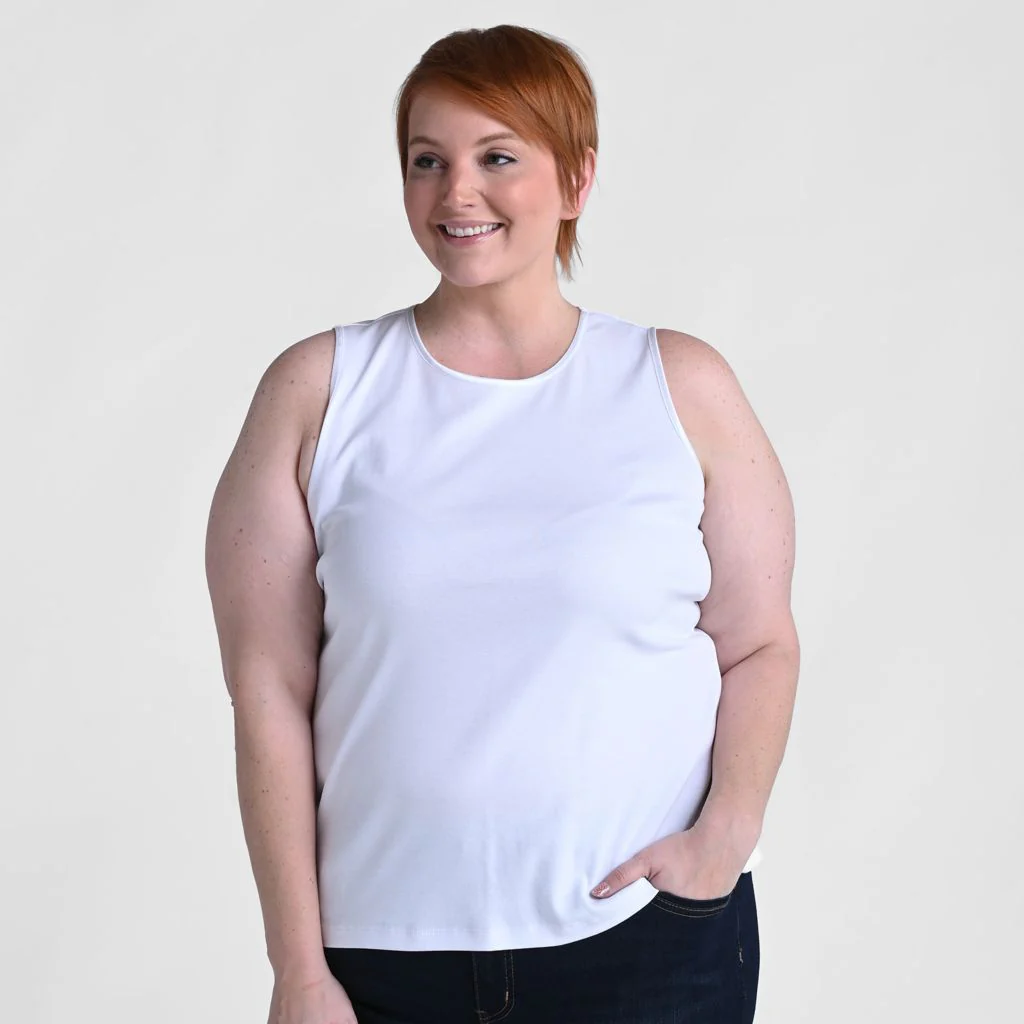 Missy Sleeveless Crew Neck Satin Trim Perfect Tank - Image 6
