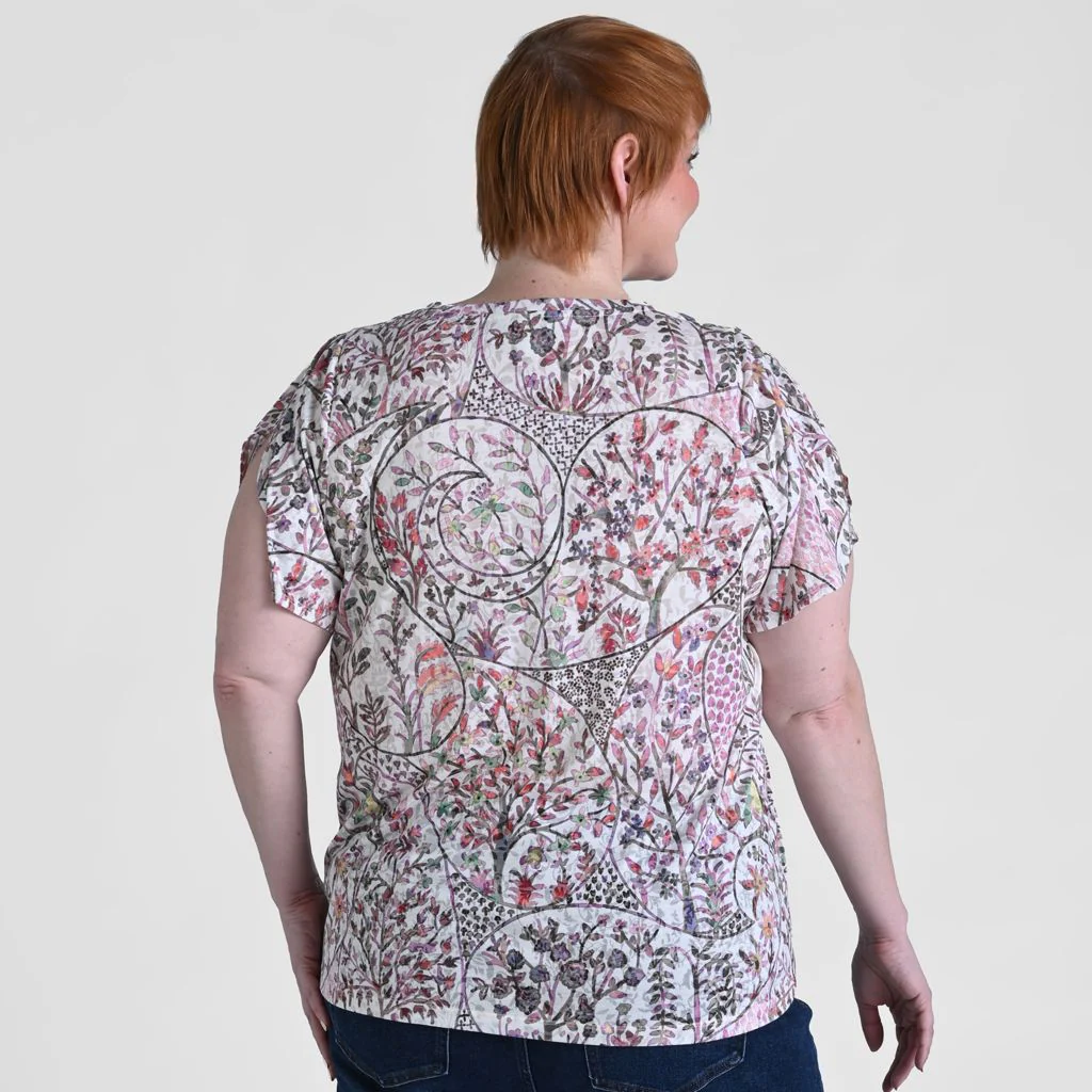 Paisley Printed V Neck Tulip Sleeve Top - Image 7