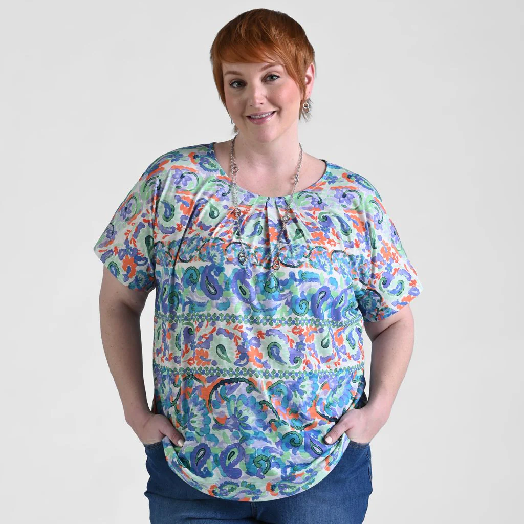 Paisley Stripe Print Short Sleeve Tee - Image 8
