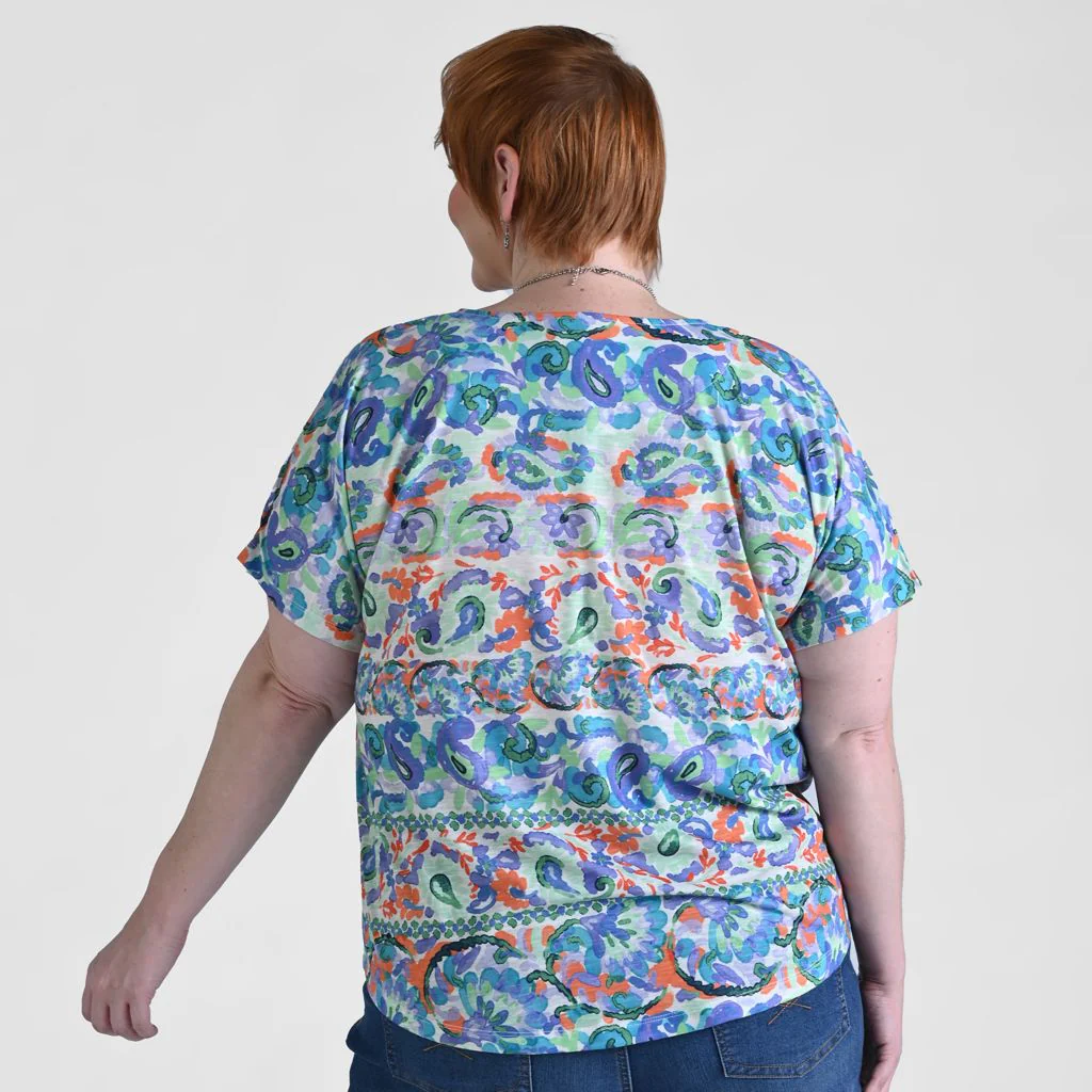 Paisley Stripe Print Short Sleeve Tee - Image 9