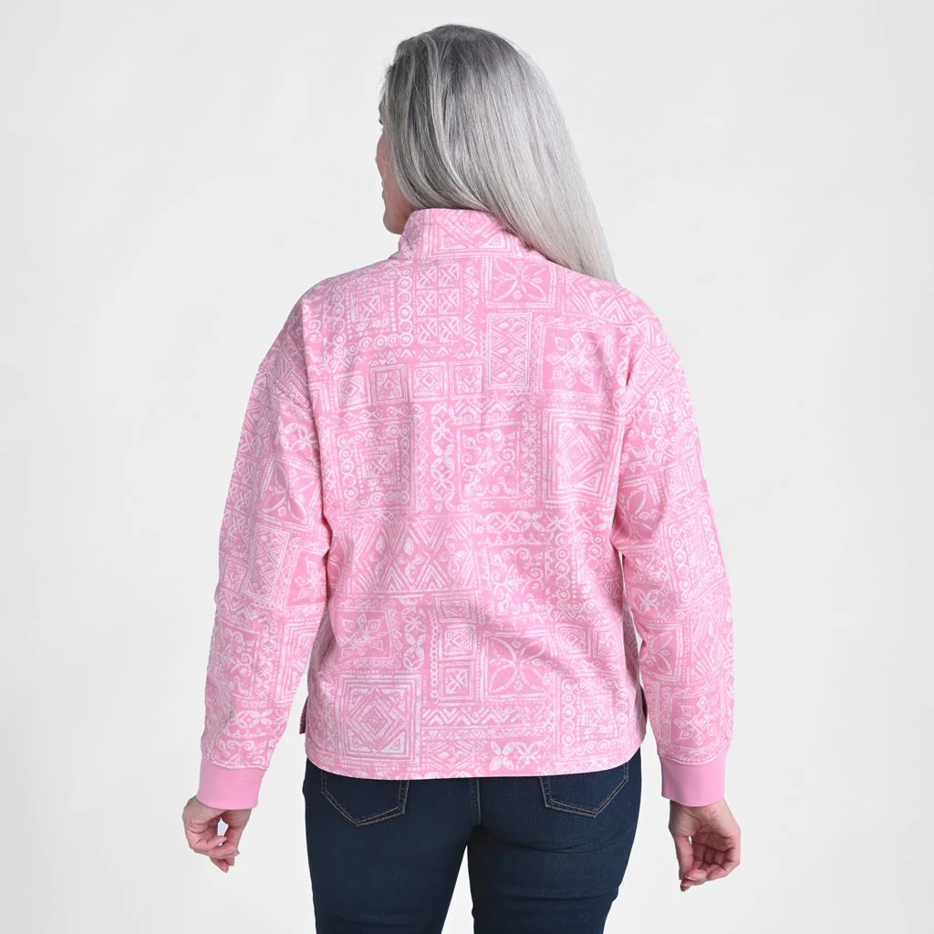 Patchwork Print Mock Neck Sweatshirt - Image 4