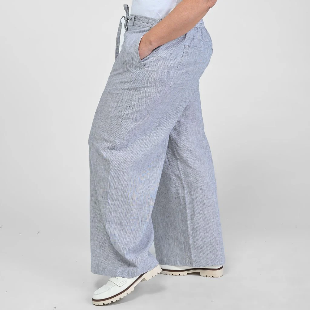 Pinstripe Linen Blend Relaxed Pant - Image 6