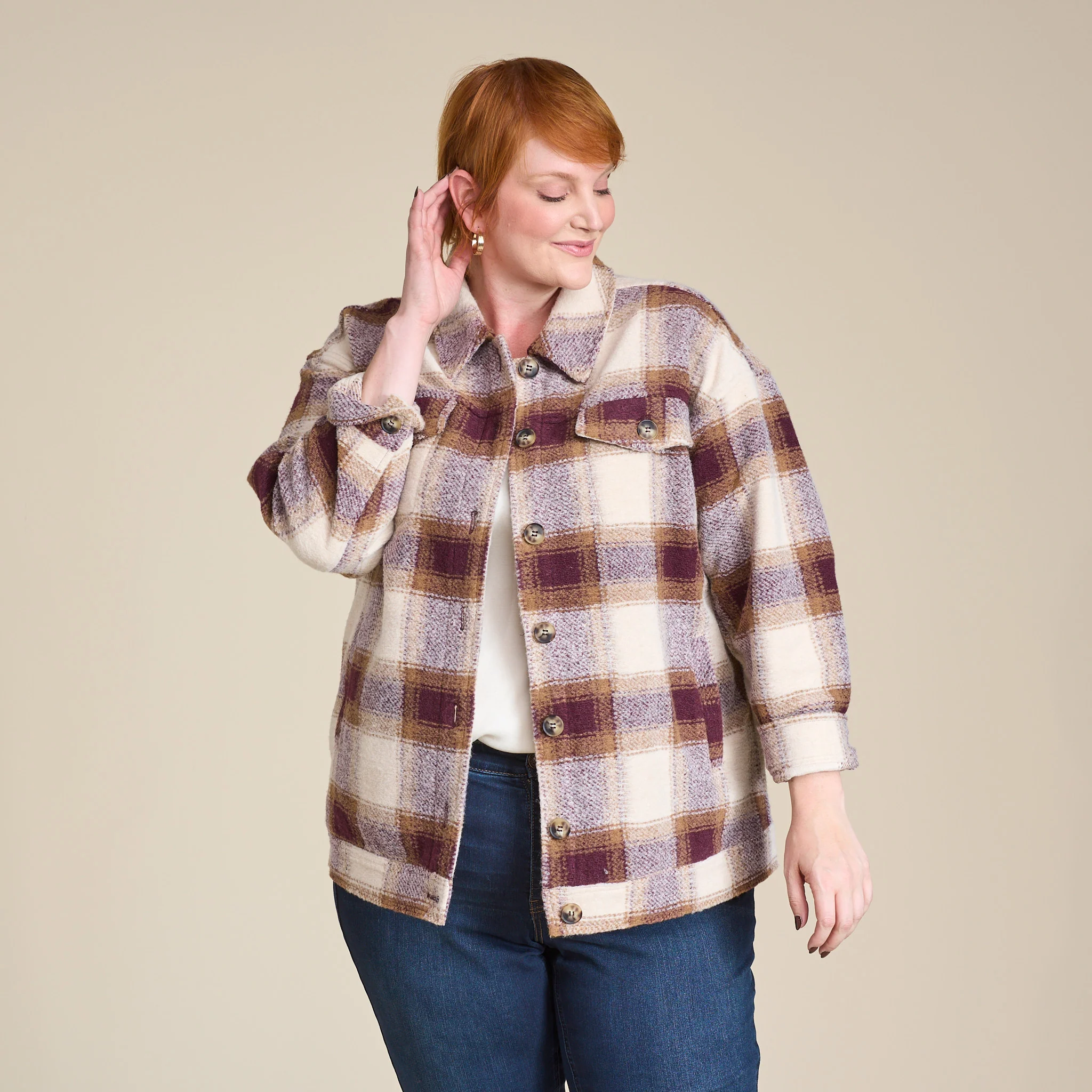 Plaid Button Front Shacket - Image 10