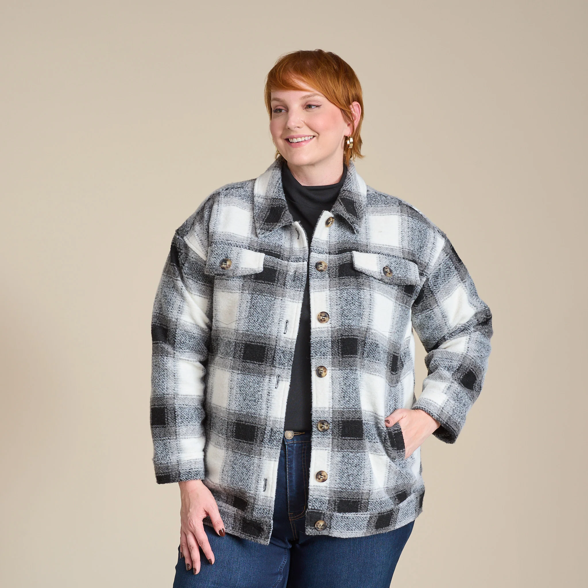 Plaid Button Front Shacket - Image 11