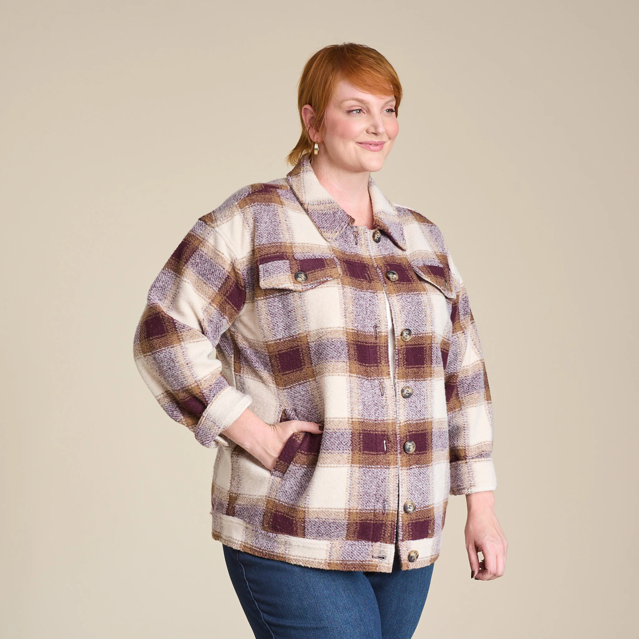 Plaid Button Front Shacket - Image 13