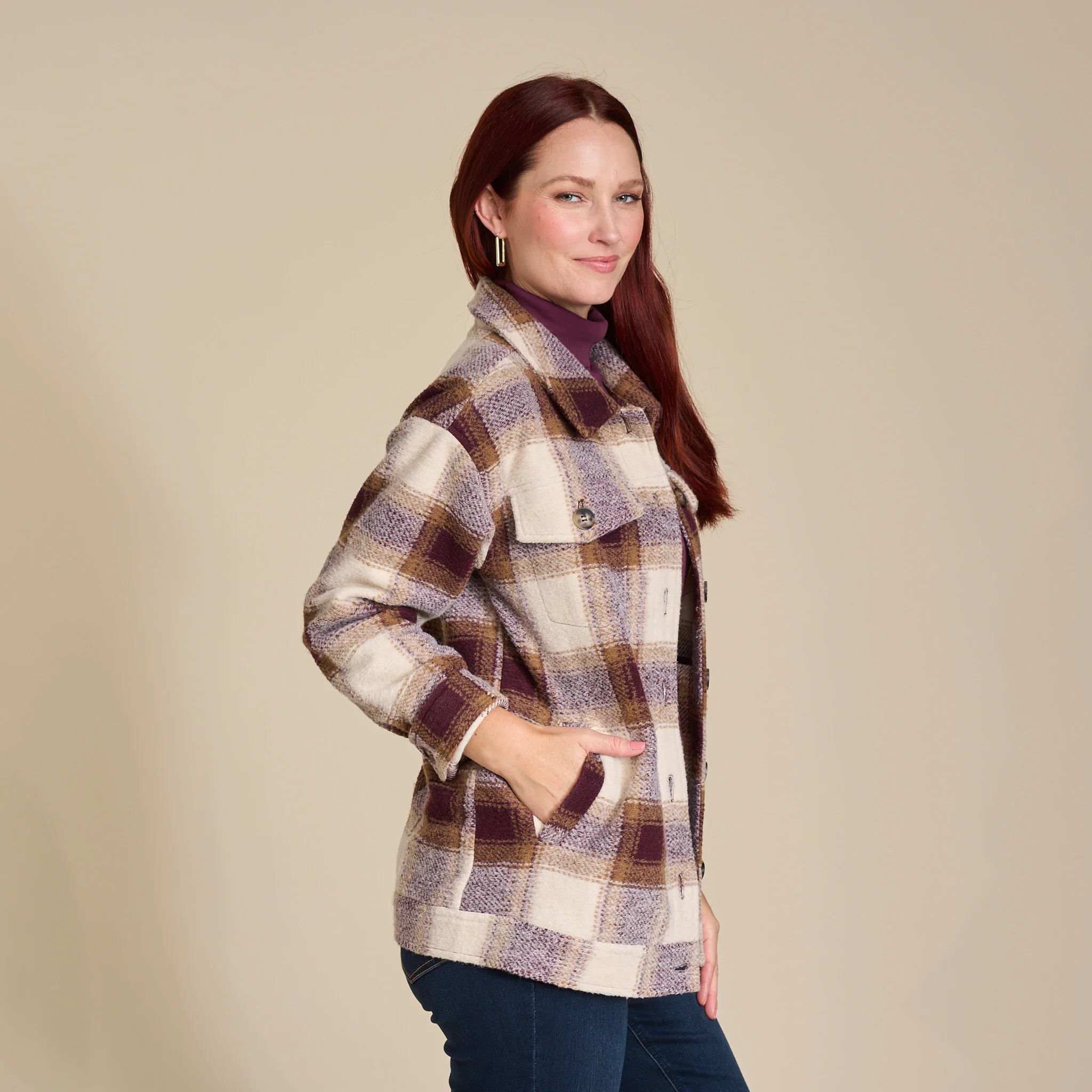 Plaid Button Front Shacket - Image 5