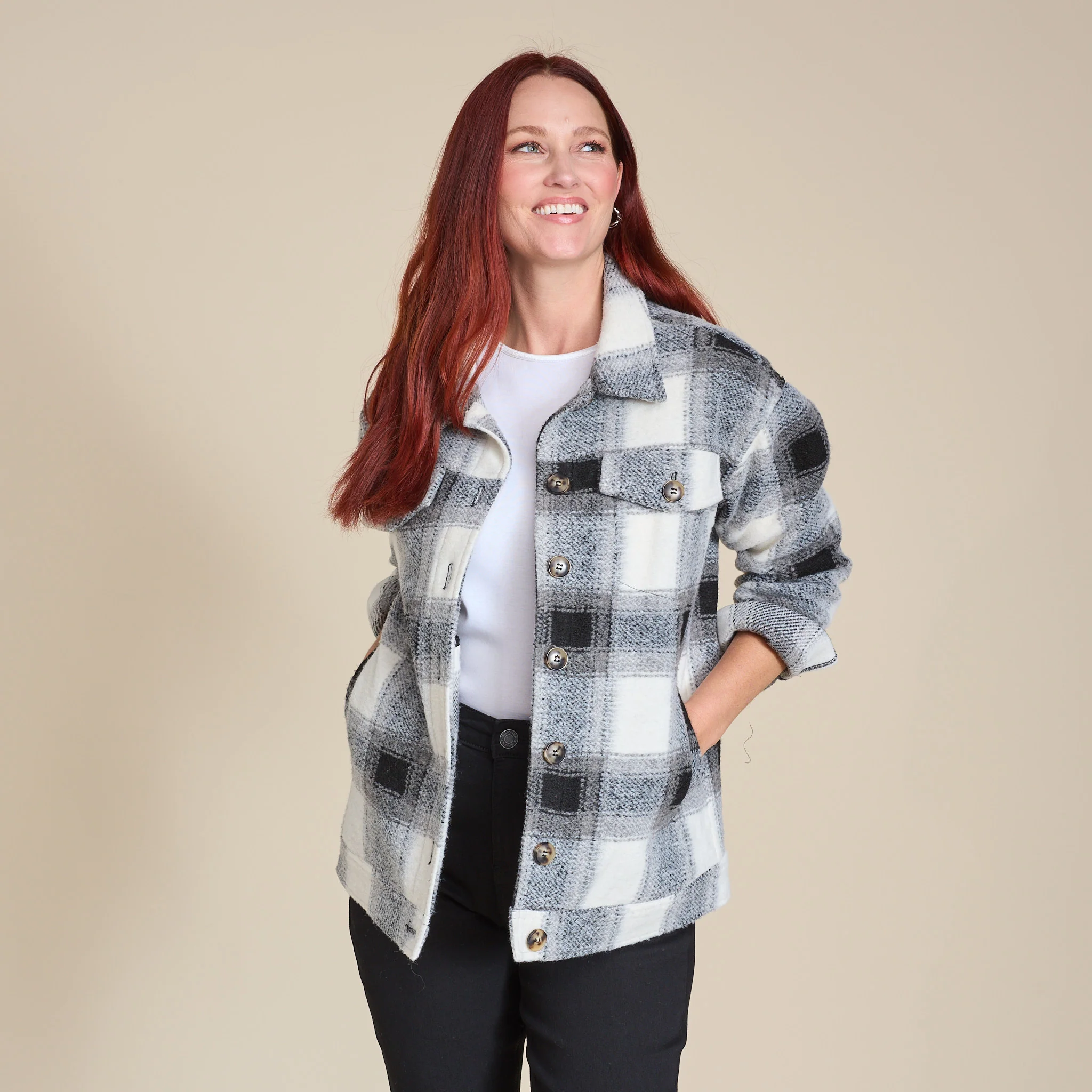Plaid Button Front Shacket - Image 6