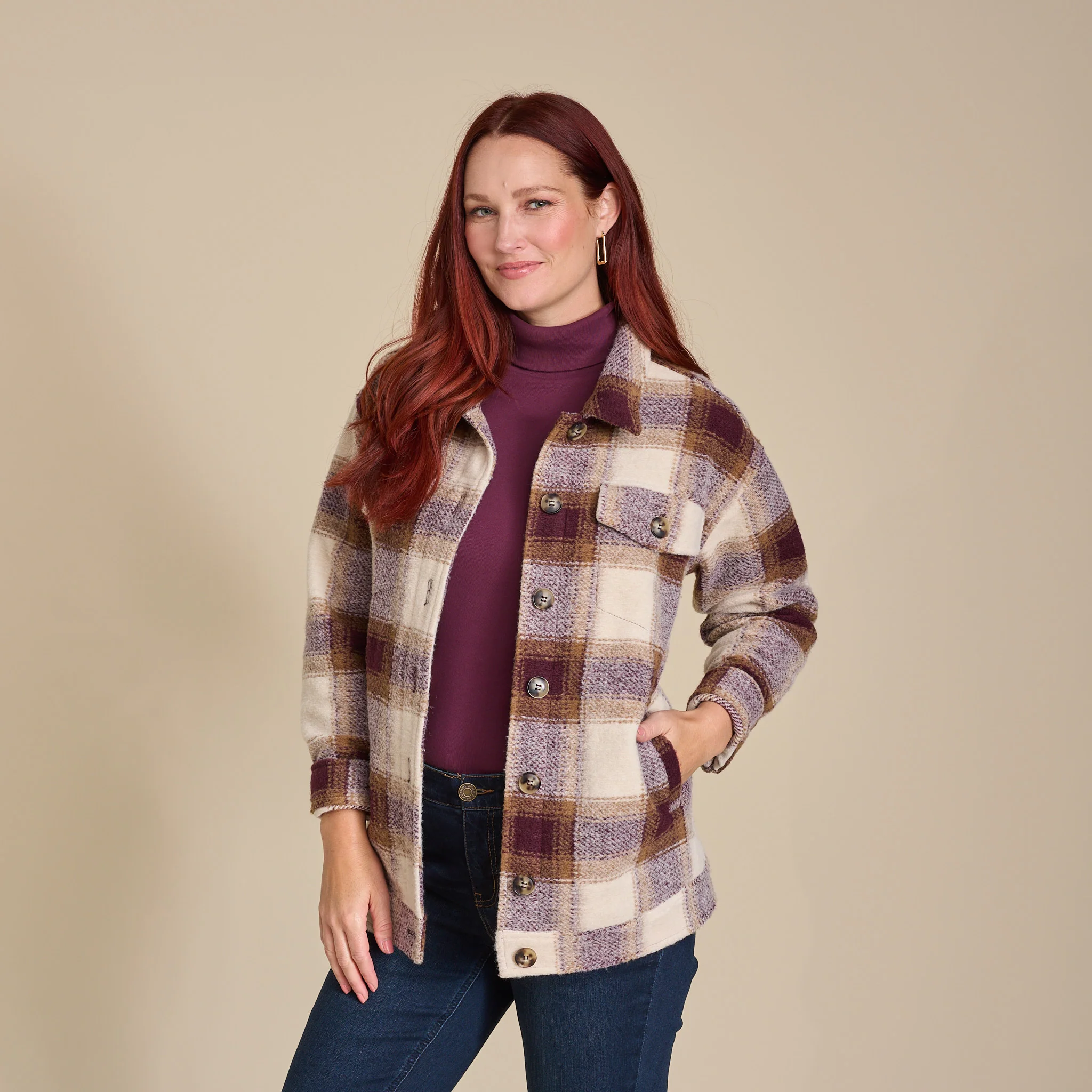 Plaid Button Front Shacket - Image 7