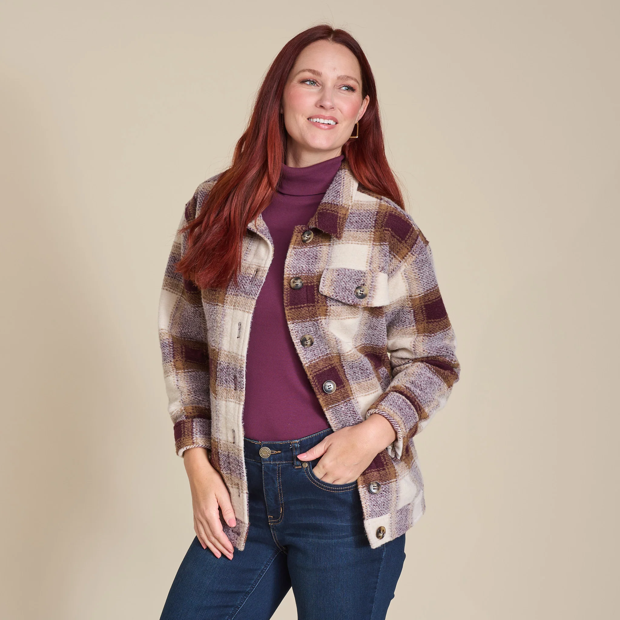 Plaid Button Front Shacket - Image 8